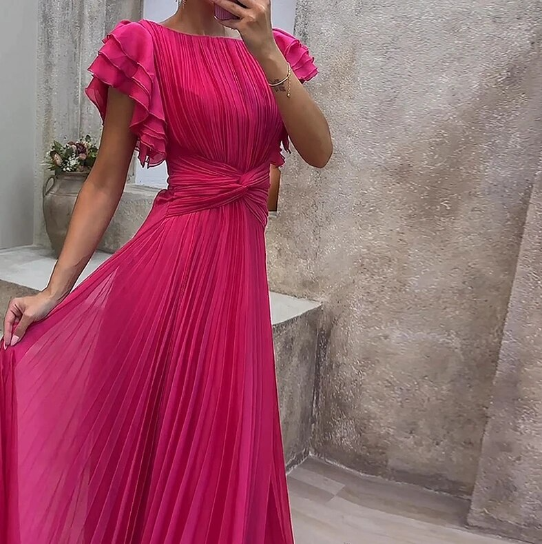 Liese - Elegancka Kolorowa Sukienka Wieczorowa