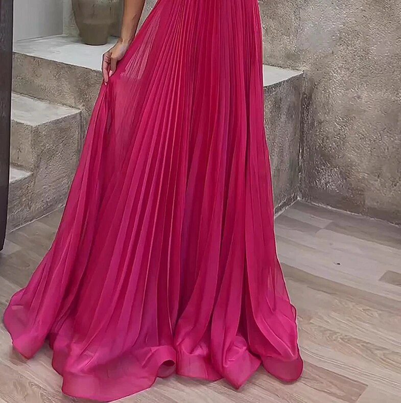 Liese - Elegancka Kolorowa Sukienka Wieczorowa
