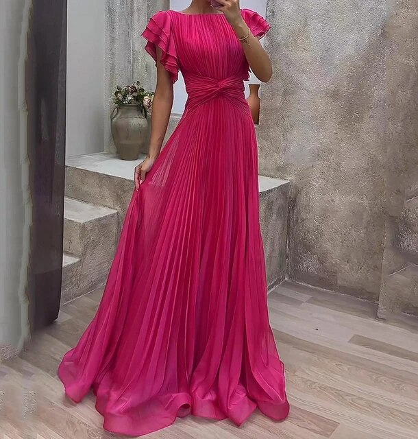 Liese - Elegancka Kolorowa Sukienka Wieczorowa