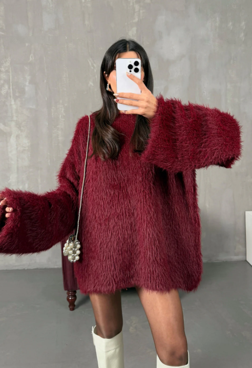 Velours d'Or Oversized Fluffy Knit - JEDEN ROZMIAR