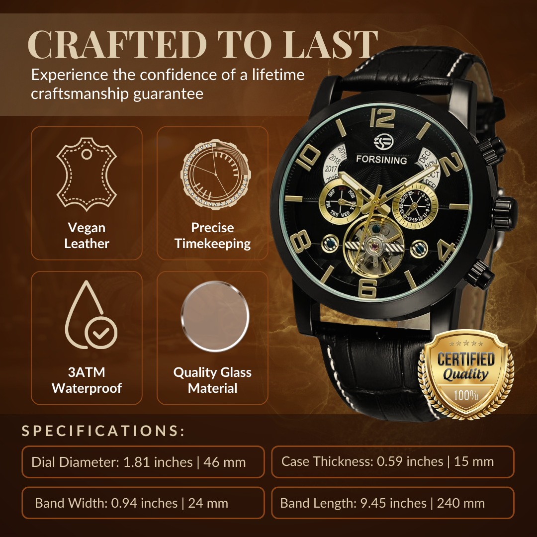 Luksusowy zegarek mechaniczny z tourbillonem automatycznym