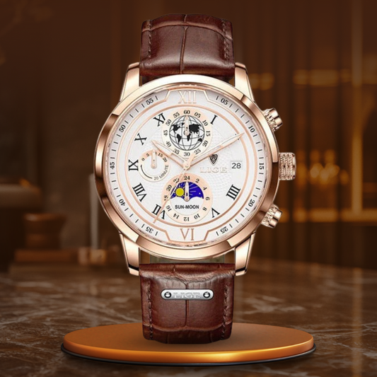 Premium Skórzany Zegarek Chronograf