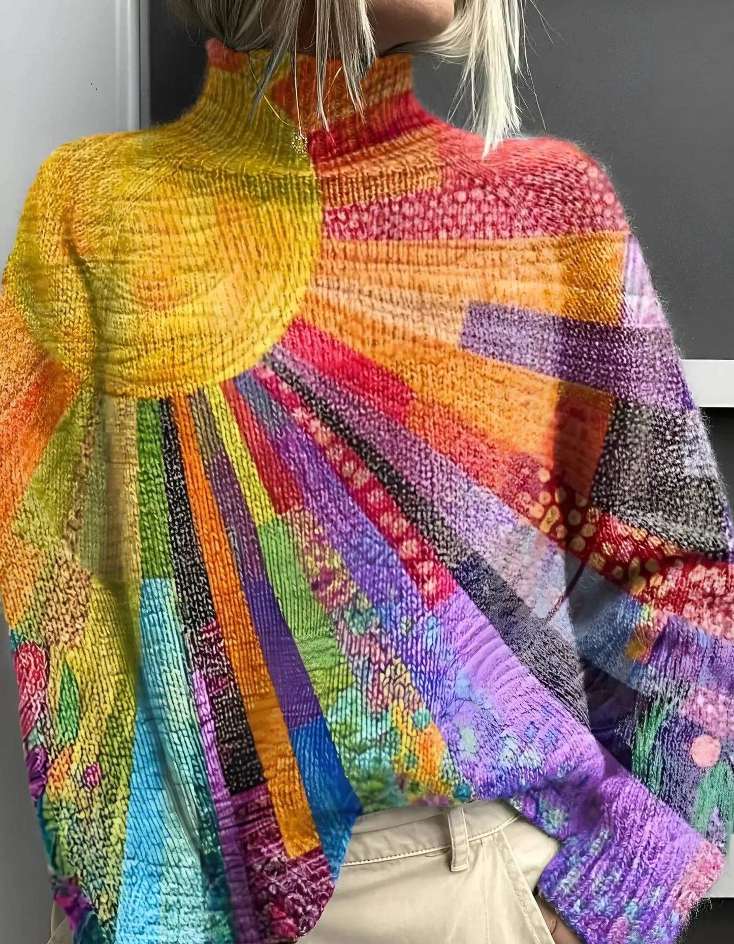ISABELLE | SWETER Z WYSOKIM KOŁNIERZEM Z FUTRA